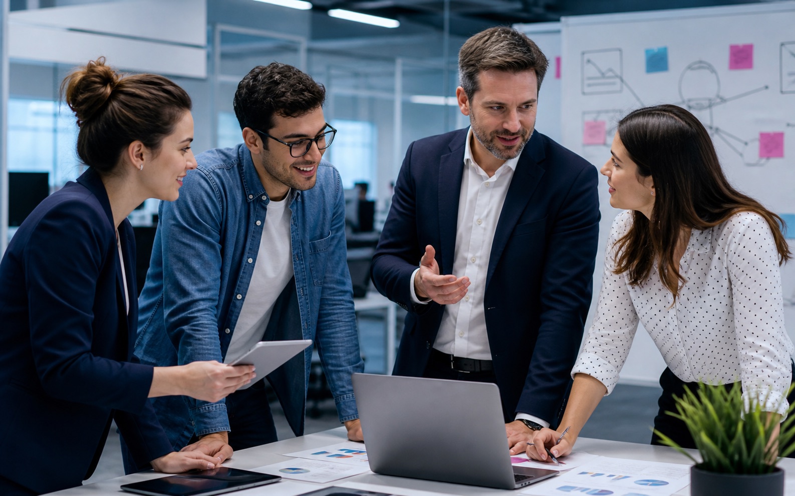 Team HR in riunione per valutare talenti digitali formati