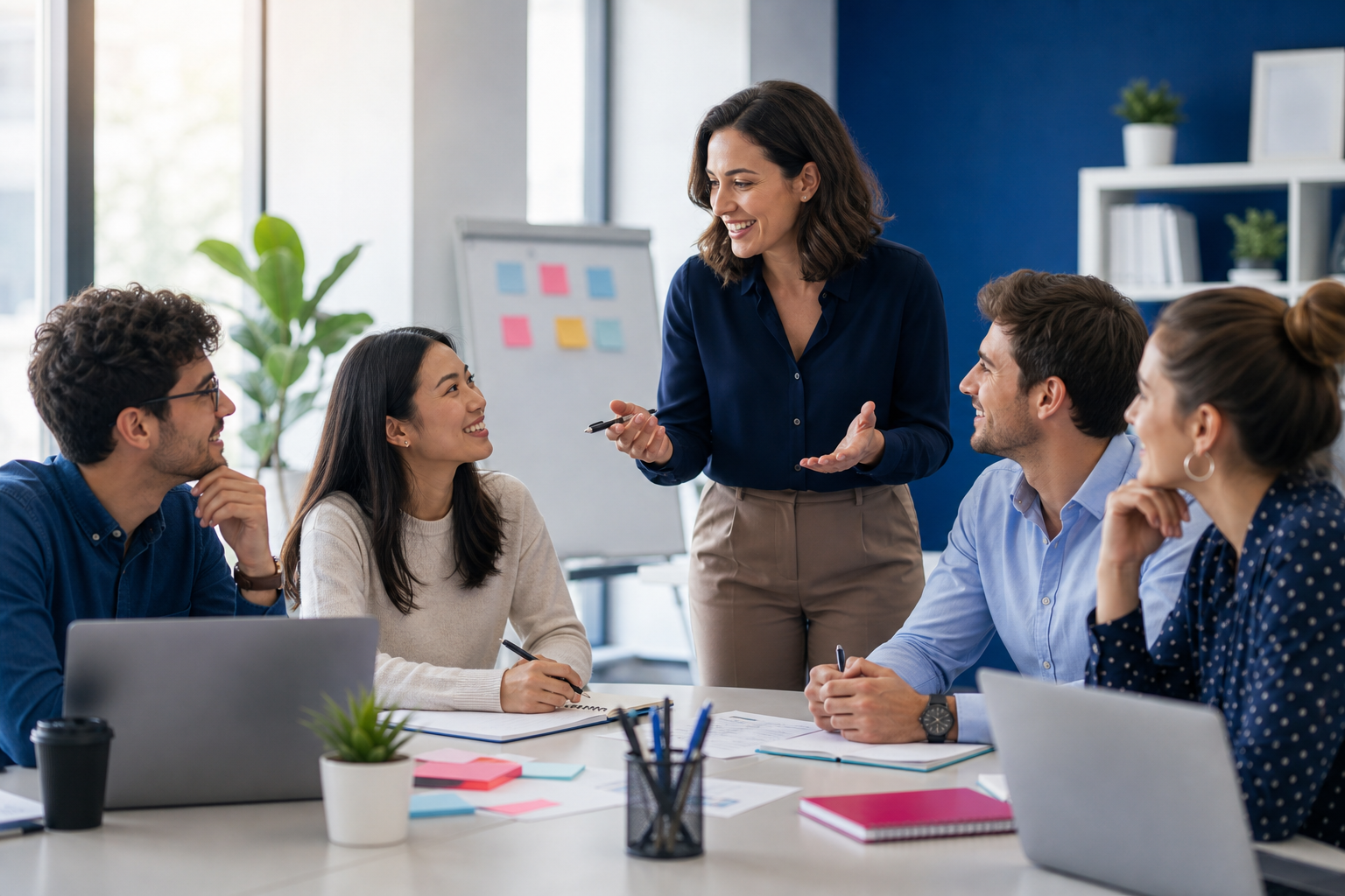 Gruppo di giovani professionisti durante una sessione di coaching Level Up